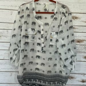 GONE Live 4 Truth Elephant 3/4 Sleeve Shear Tunic 3X